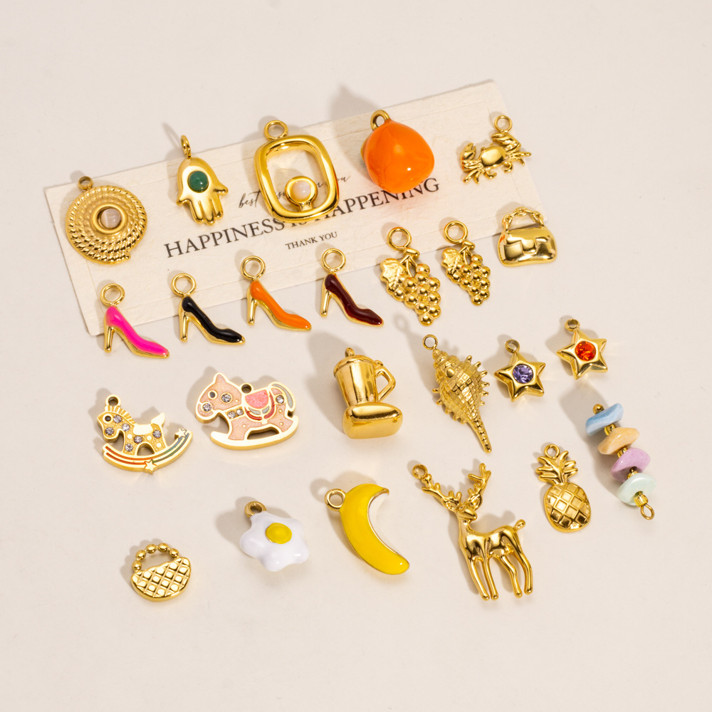 1 Piece DIY Cute High Heels Fruit Stainless Steel  Gold Color  Women's Pendants Picture2