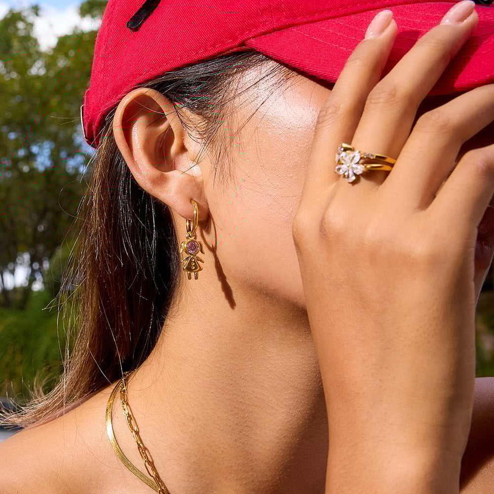 1 Pair Romantic Children Stainless Steel Gold Color Zircon Women's Drop Earrings Picture3