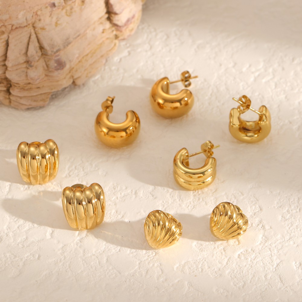 1 Pair Circle Stainless Steel Gold Color Stud Earrings Picture2