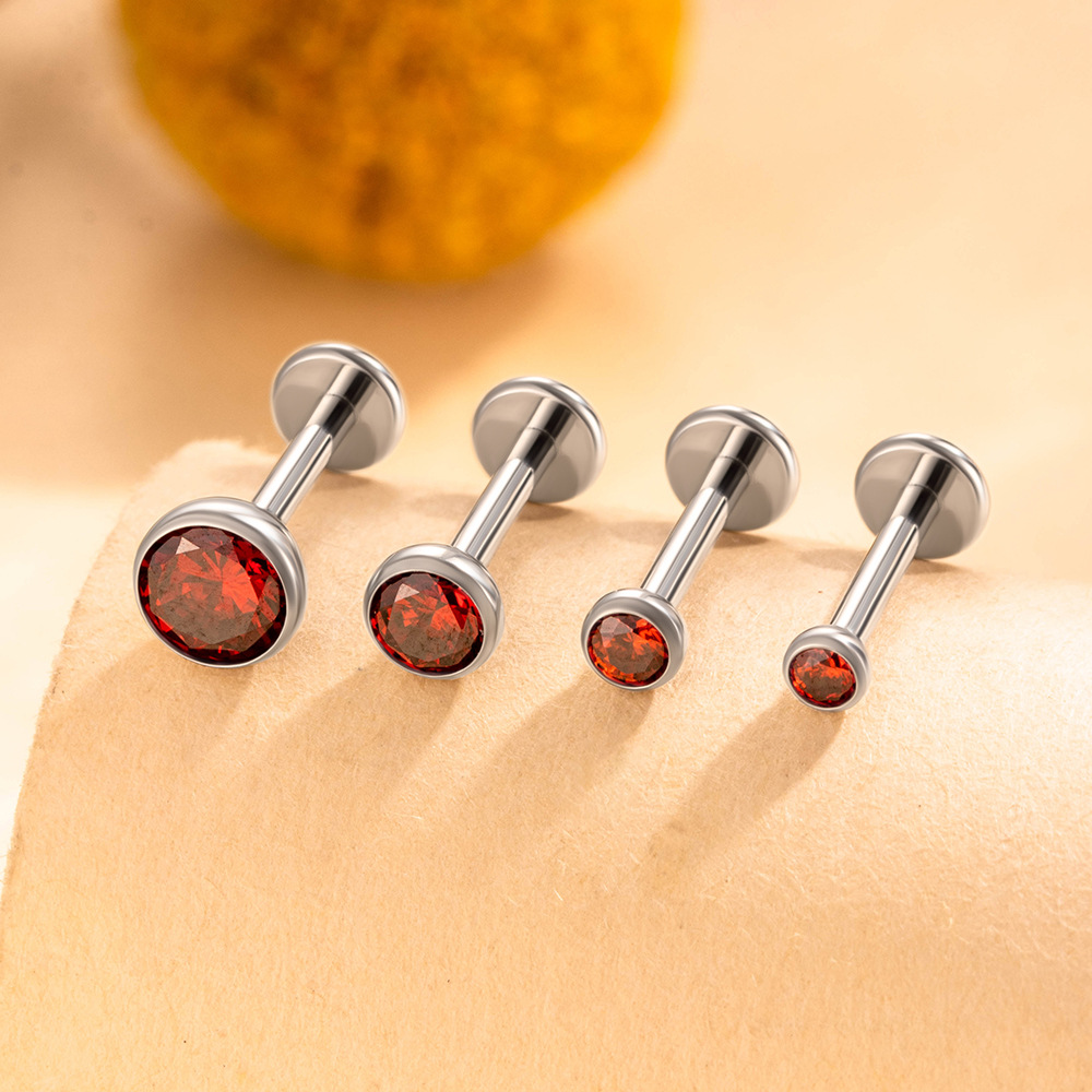 1 Stück einfache Kreis Titanlegierung Zirkon Damen Piercing Ohrringe Bild3