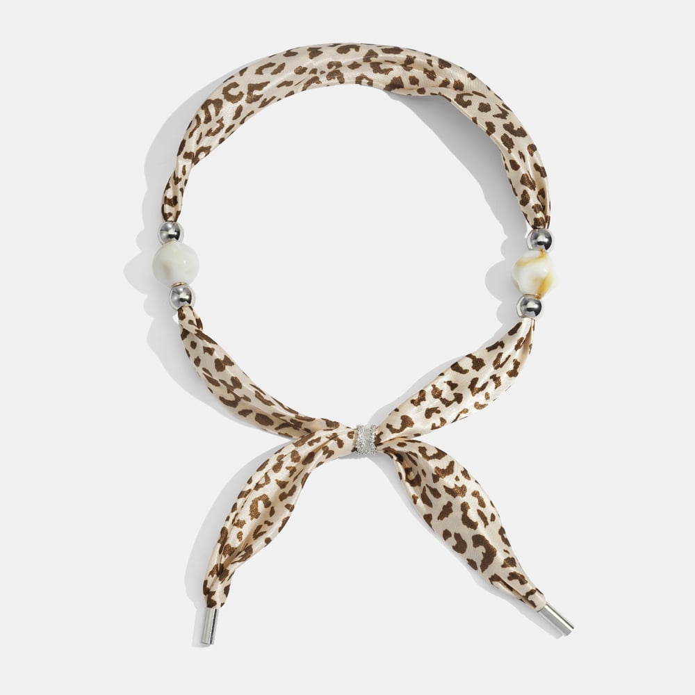 1 Piece Retro Leopard Print Fabric Scarf Necklace