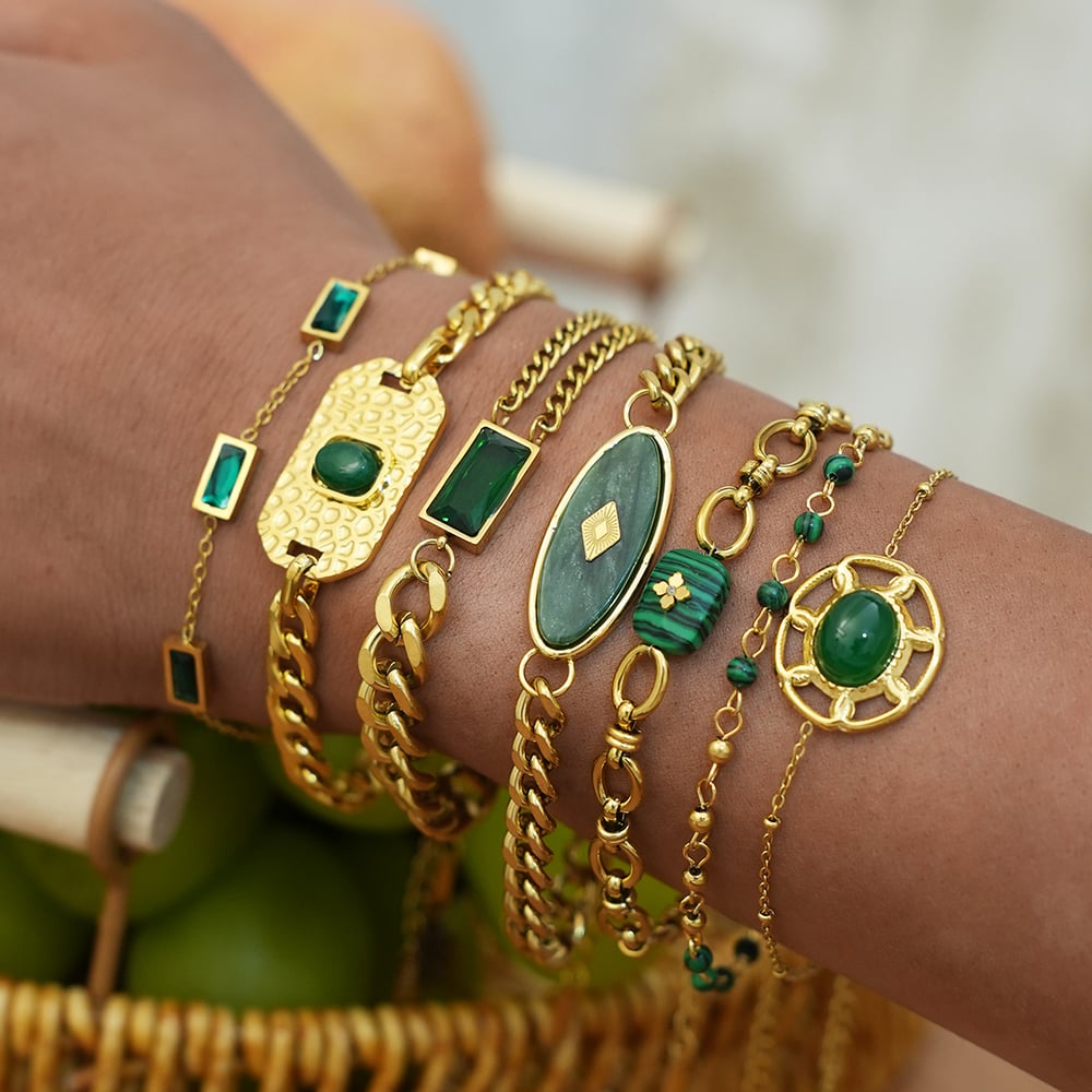 1 Piece  Retro Irregular Shape Stainless Steel   Gold Color  Women's  Chain Bracelets Picture8