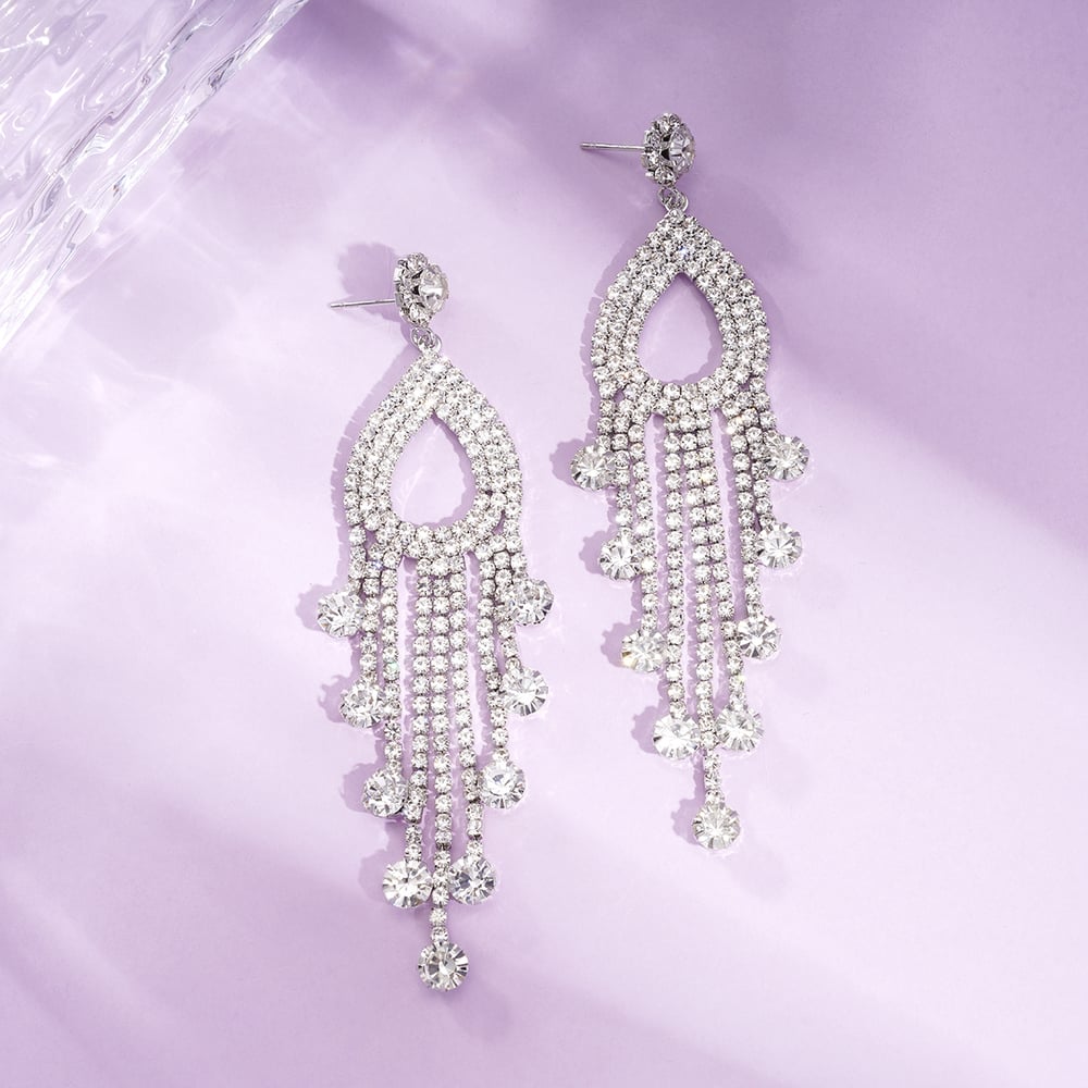 1 Pair Festive Series Irregular Shape Tassel Copper Dangle Earrings Picture2