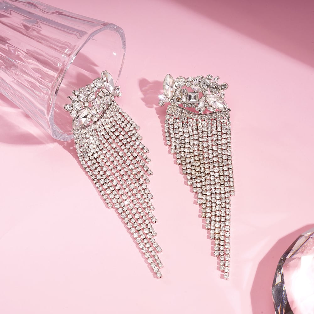 1 Pair Festive Series Tassel Copper Dangle Earrings Picture2