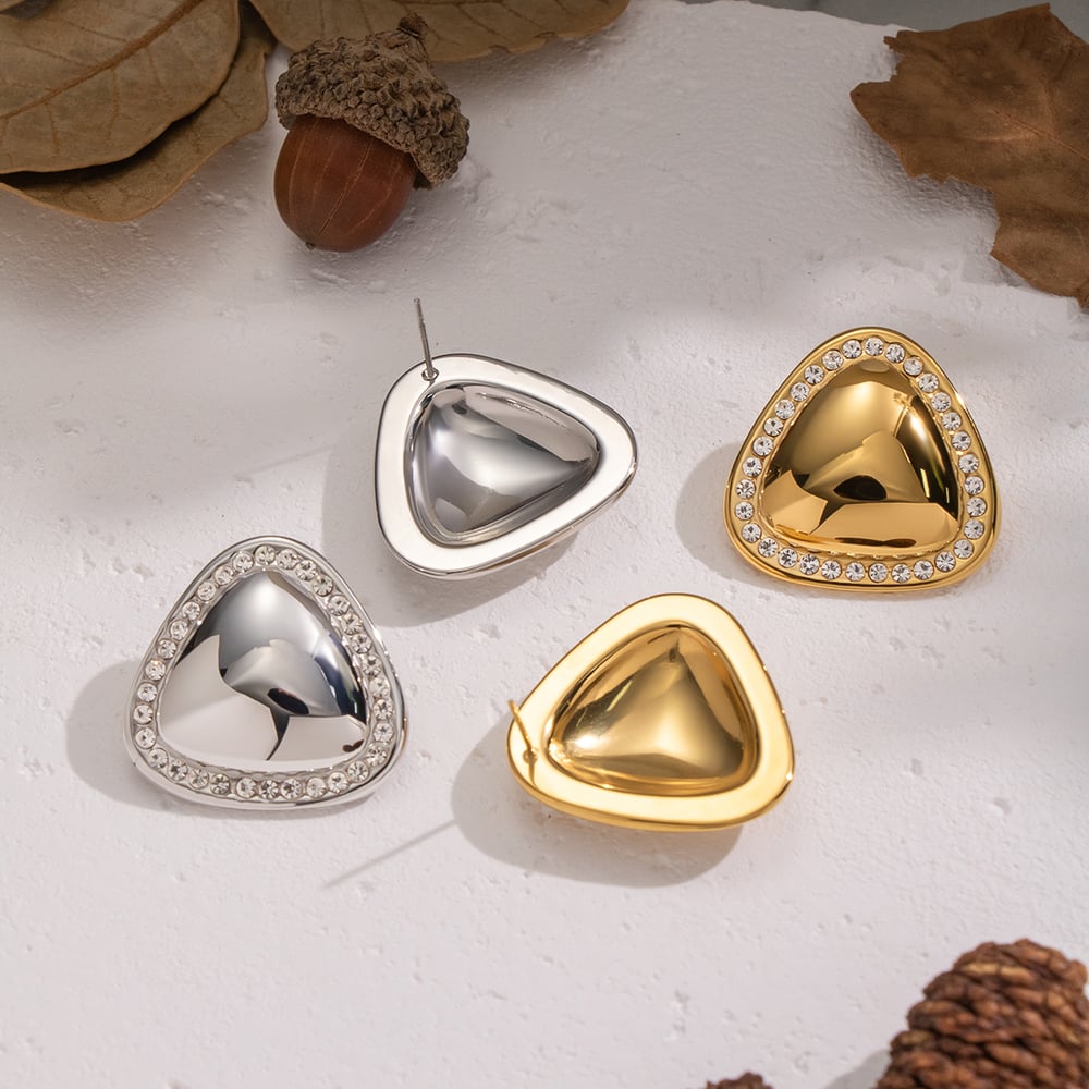 1 Pair Triangle Stainless Steel Stud Earrings Picture3
