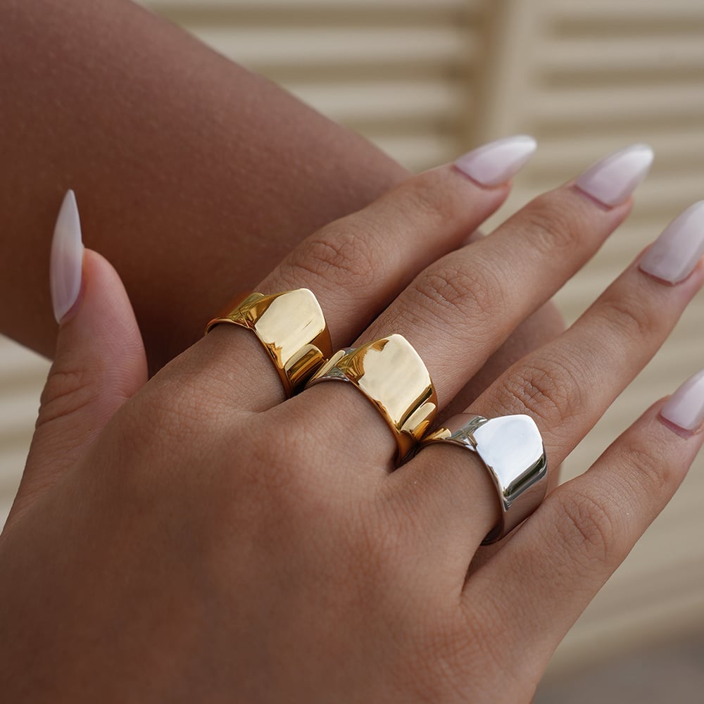 1 Piece Solid Color Irregular Shape Stainless Steel Statement Rings h5Picture5