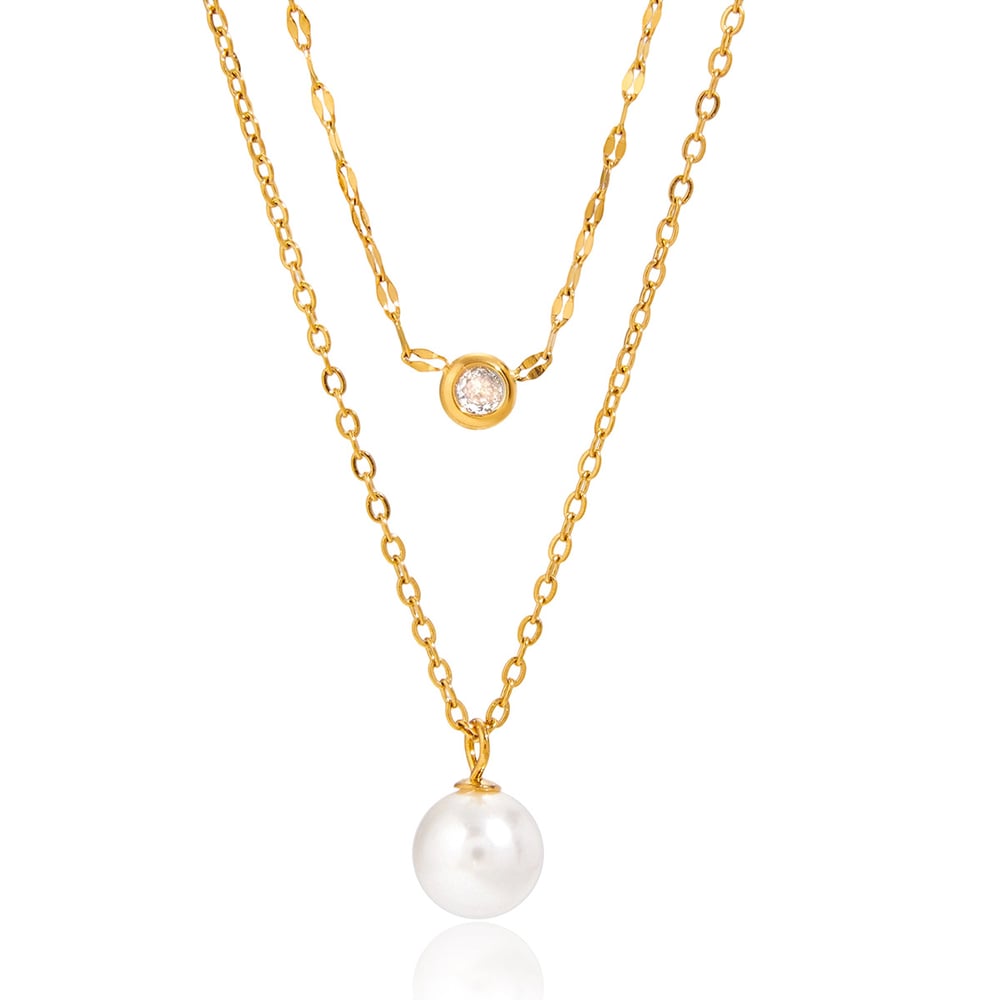 1 Piece Elegant Bead Stainless Steel Gold Color Women's Pendant Necklaces