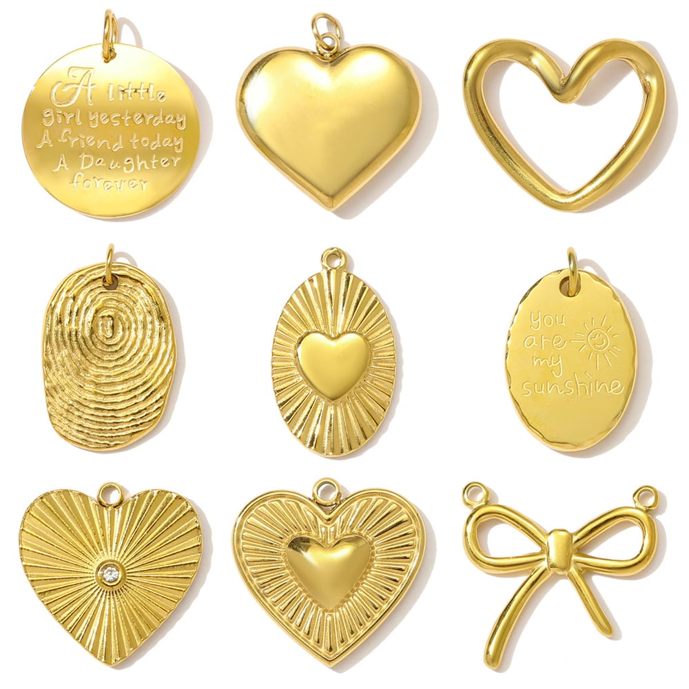 1 Piece Elegant Heart Stainless Steel Gold Color Women's Pendants h5Picture5