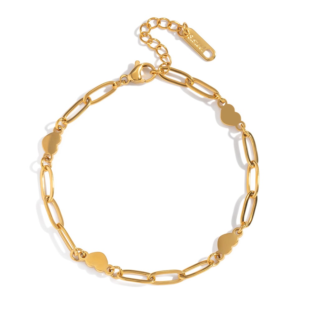 1 Stück Herz Edelstahl Goldfarbenes Kettenarmband h5Bild5