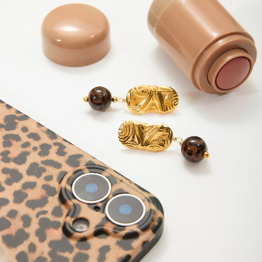 1 Pair Retro Resin Stainless Steel Gold Color Women's Drop Earrings Picture6