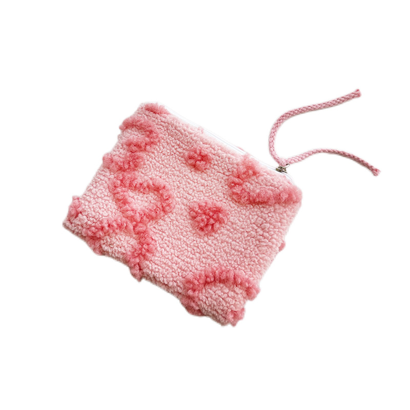 1 Piece Romantic Cute Compact Plush Flower Women's Makeup Bags Picture4