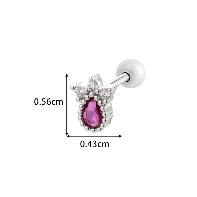 1 Piece Flower Star Copper Gold Color Zircon Piercing Earring Picture2