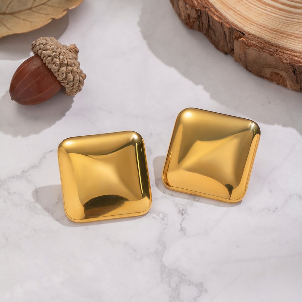 Solid Color Stainless Steel  Gold Color Earrings Set Picture2