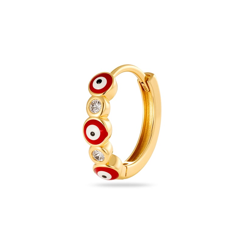 1 Stück Creolen mit Augenmuster, Kupfer, Goldfarbe, Zirkonia, für Damen