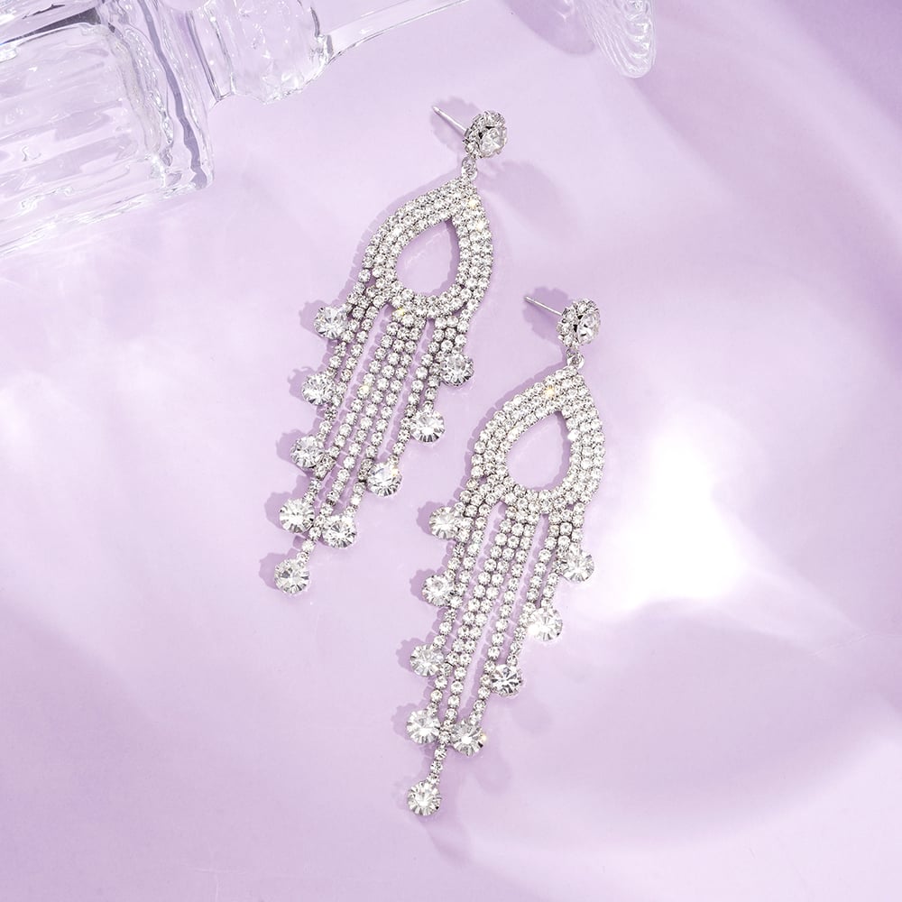 1 Pair Festive Series Irregular Shape Tassel Copper Dangle Earrings Picture4