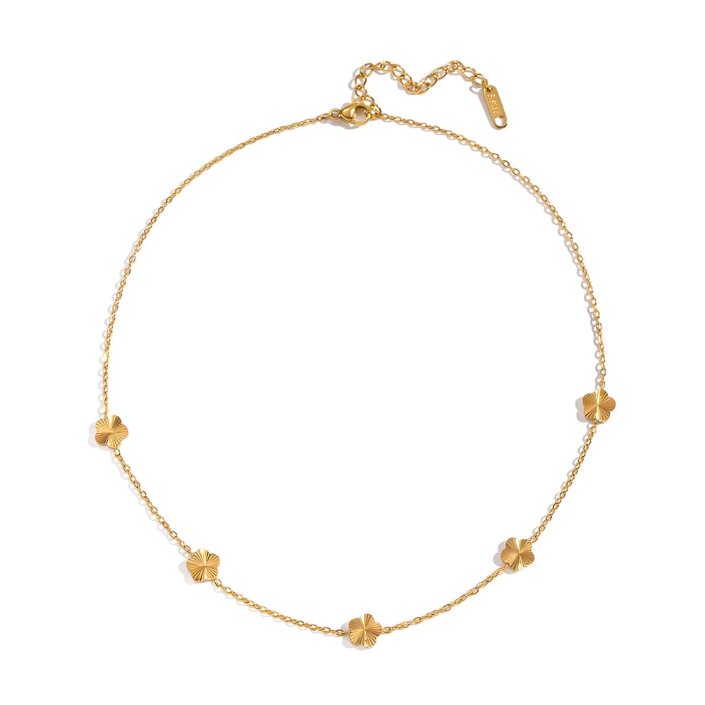 1 Piece Romantic Flower Stainless Steel Gold Color Pendant Necklace Picture6