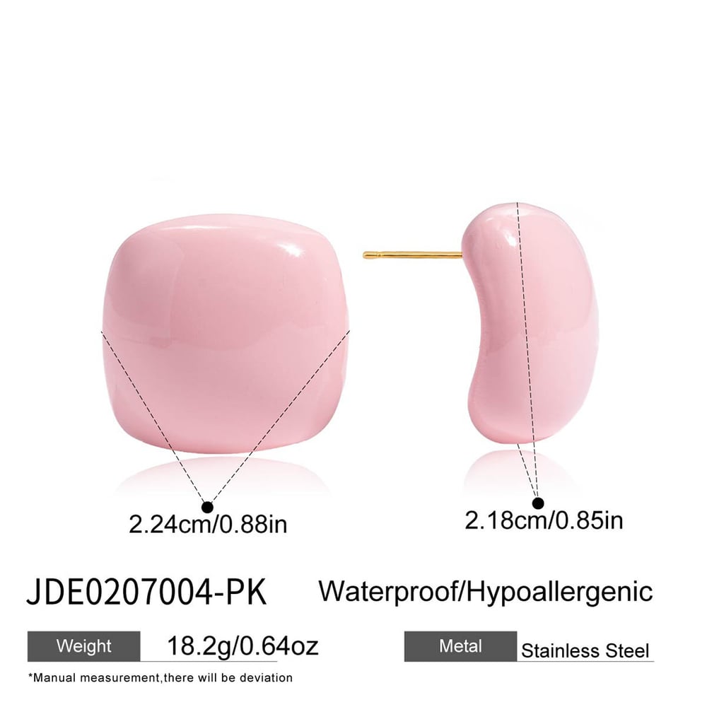 1 Pair Simple Colorful Rectangle Stainless Steel Women's Stud Earrings Picture2