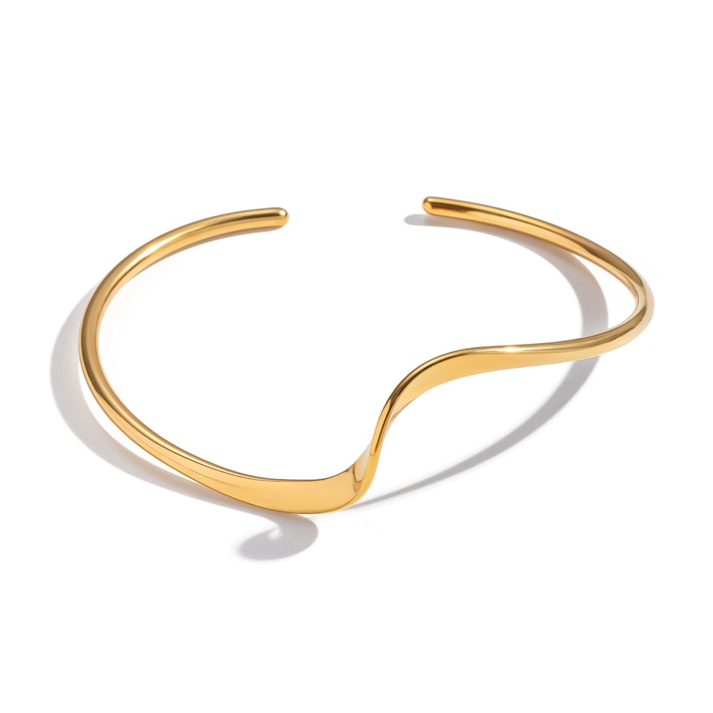 1 Piece Irregular Shape Stainless Steel Gold Color Cuff Bracelet Picture5