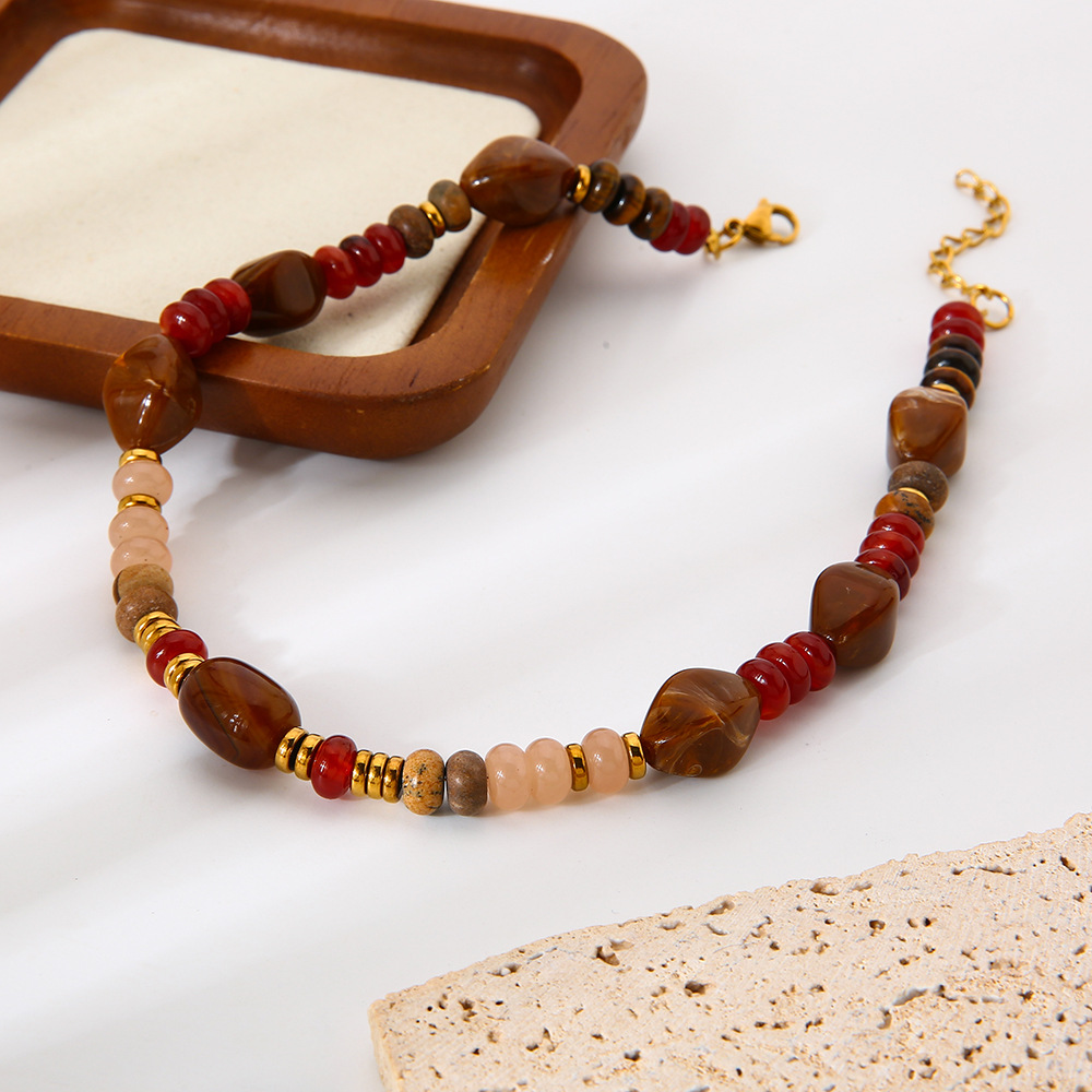 1 Piece Daily Beads Acrylic Gold Color Women's Beaded Necklaces h5Picture2