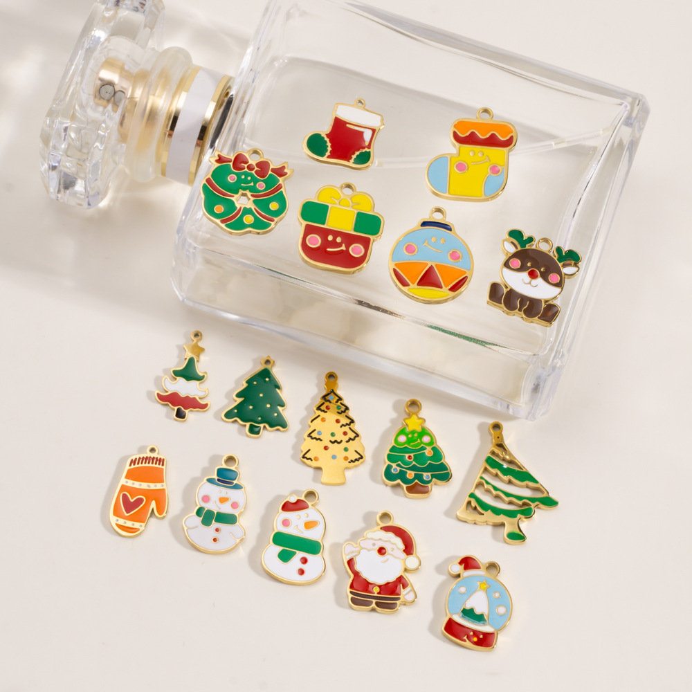 1 Stück DIY süße Weihnachten Edelstahl Gold Farbe Damen Anhänger Bild4