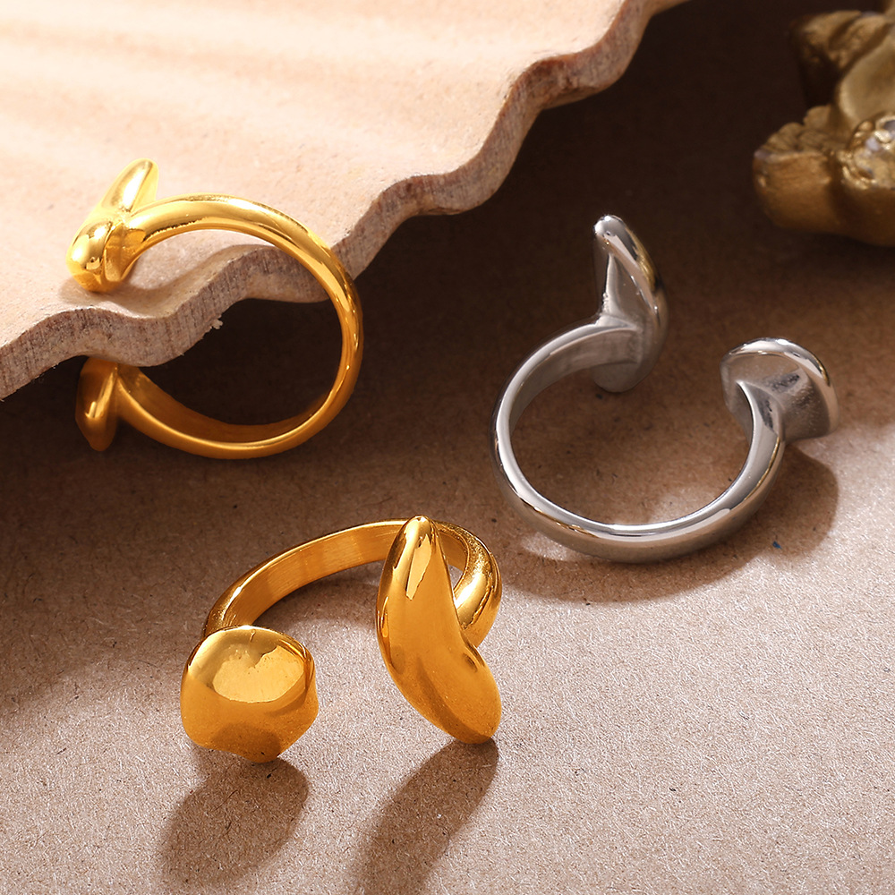 1 Stück unregelmäßig geformter Statement-Ring aus Edelstahl in Goldfarbe h5Bild3