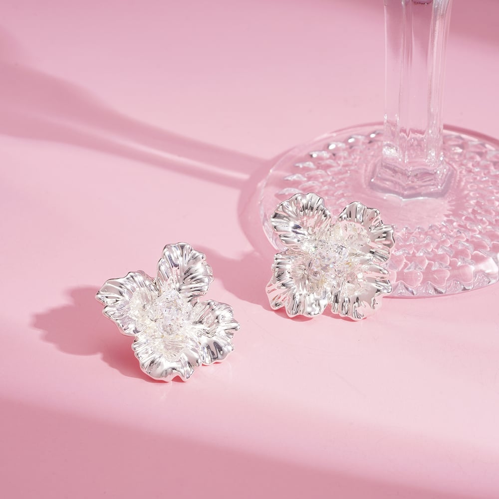 1 Pair Festive Series Flower Copper Stud Earrings Picture4