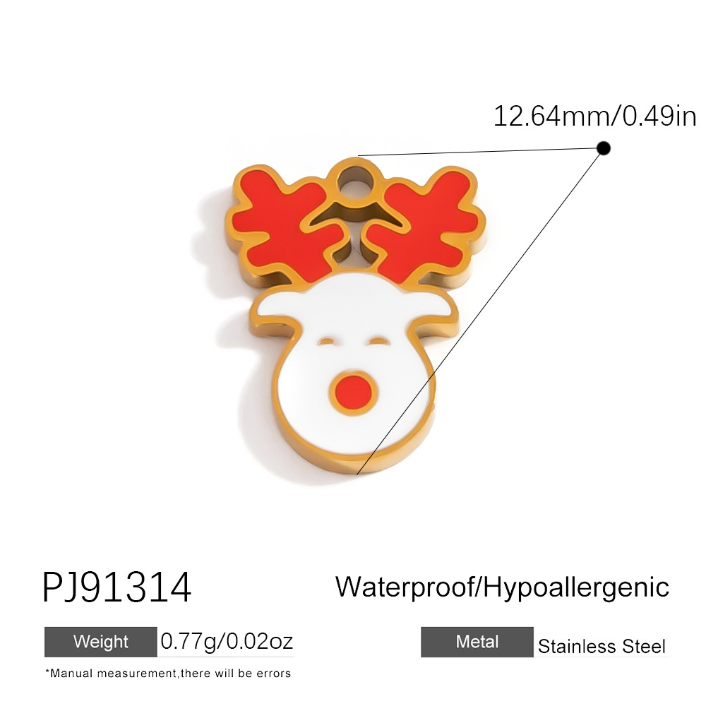 1 pendentif de Noël mignon en acier inoxydable couleur or h5Image2