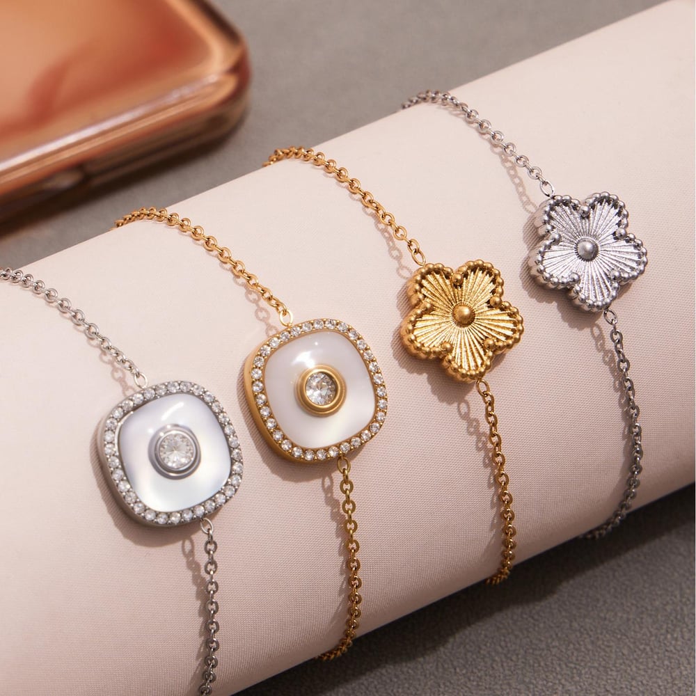 Simple Flower Stainless Steel Gold Color Women's Jewelry Sets h5Picture6