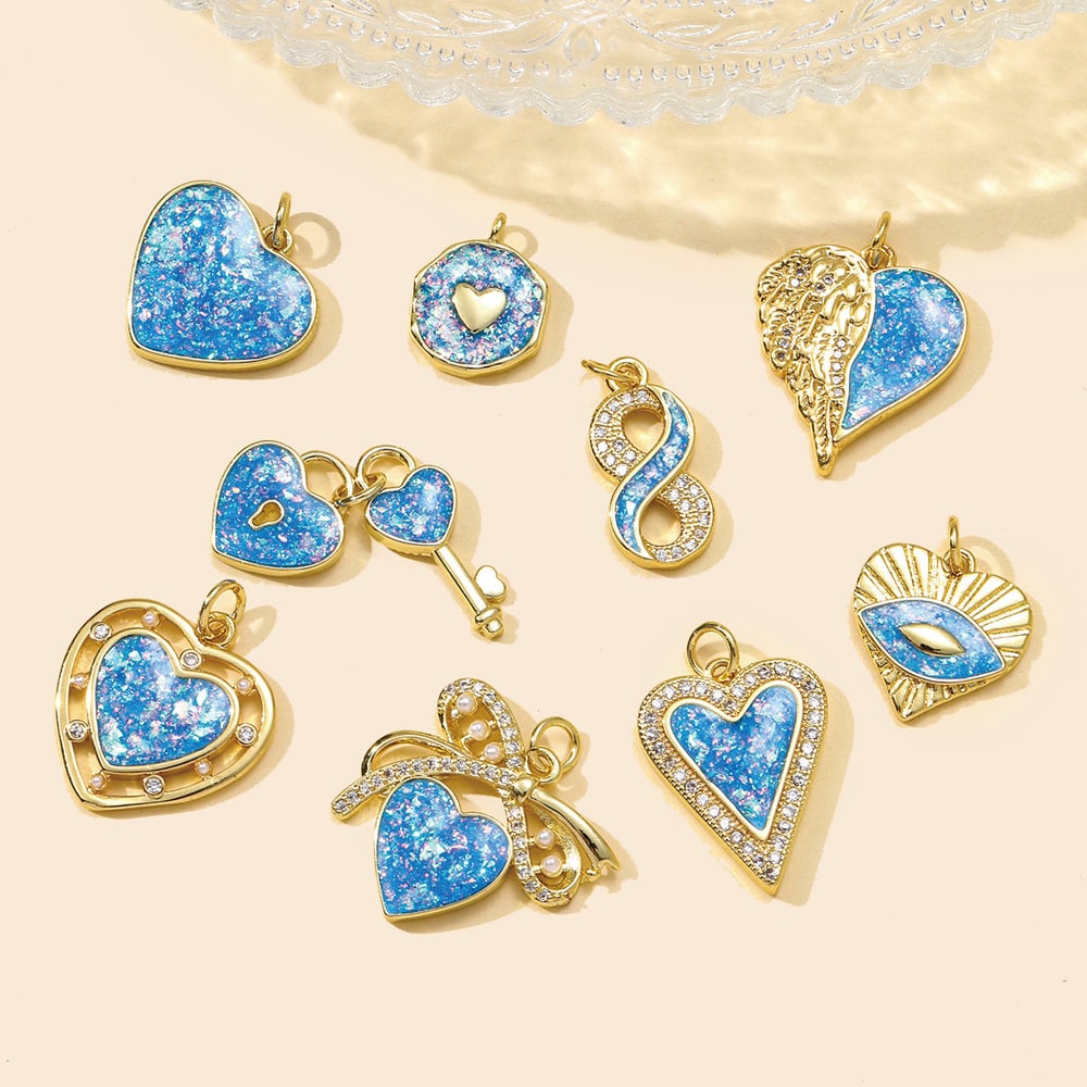 1 Piece Romantic Opal Heart Stainless Steel Gold Color Women's Pendants h5Picture5