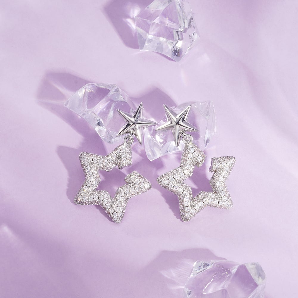 1 Pair Festive Series Star Copper Drop Earrings Picture3