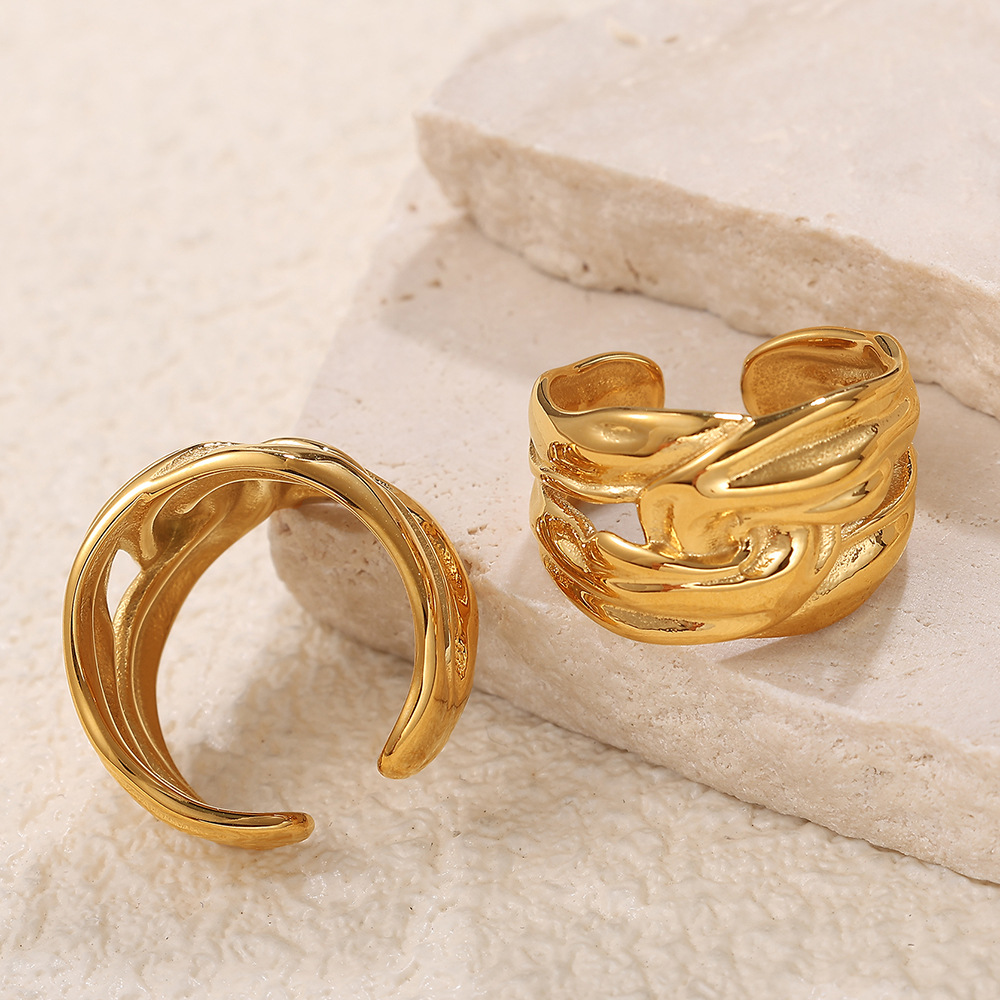 1 Stück Kreis Edelstahl Gold Farbe Minimalist Ring h5Bild3