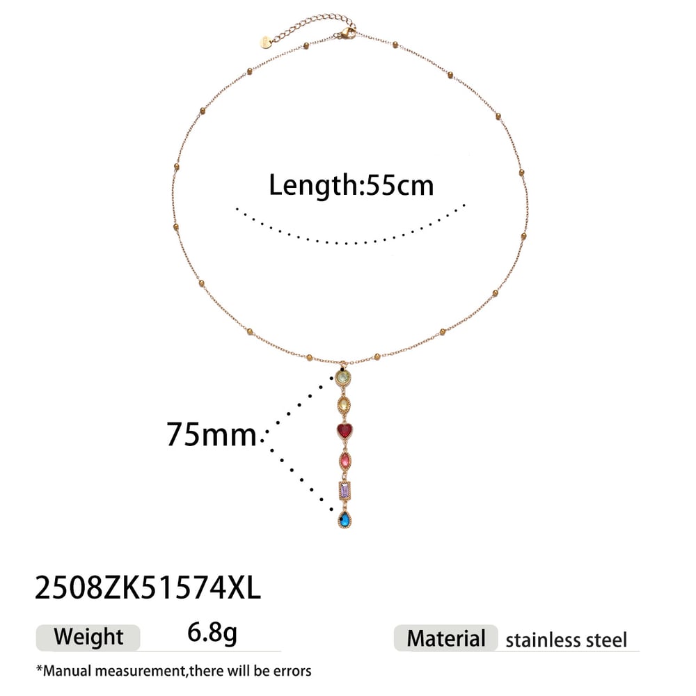 1 Piece Simple Stainless Steel Zircon Pendant Necklace