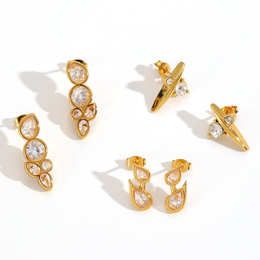 1 Pair Irregular Shape Stainless Steel  Gold Color  Stud Earrings Picture3