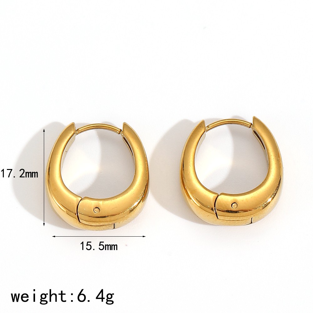1 Pair Stainless Steel Gold Color Hoop Earrings 