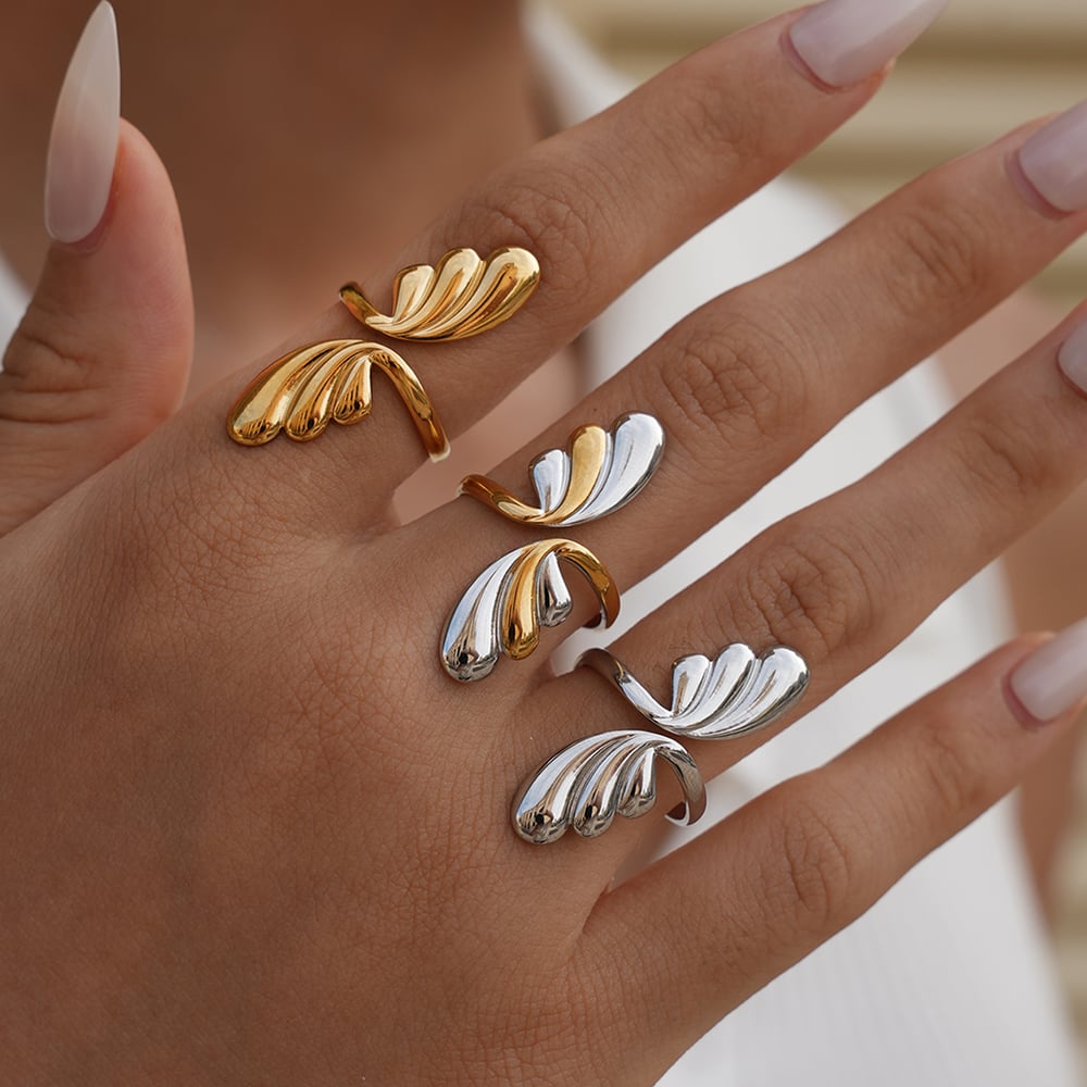 1 Piece Designable Irregular Shape Stainless Steel Gold Color Statement Rings h5Picture4