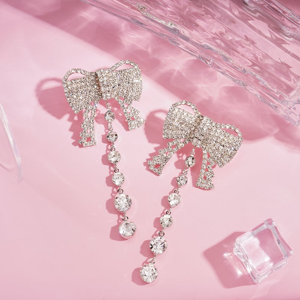 1 Pair Festive Series Bow Knot Alloy Drop Earrings Picture2