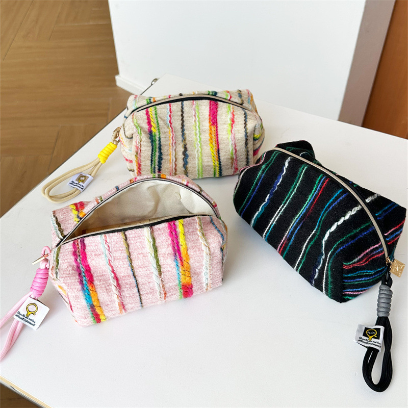 1 Piece Rainbow Stripes Color  Blocking Women's Makeup Bags Picture3