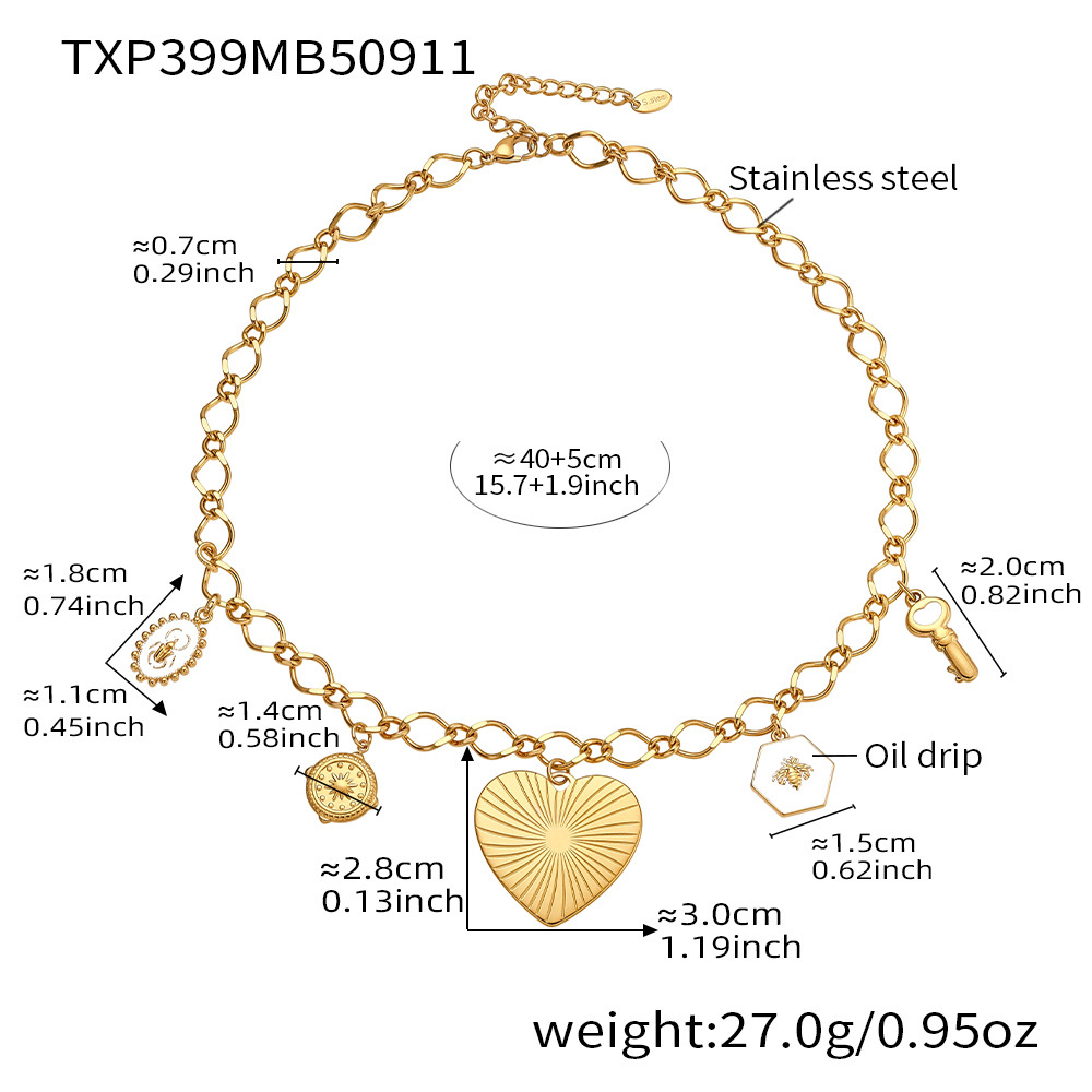 Shinning Series Heart Stainless Steel Gold Color Women's Jewelry Sets
