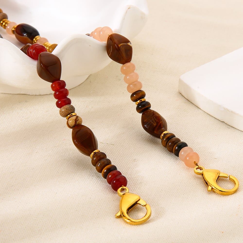 1 Piece Classic Retro Beads Acrylic Gold Color Women's Beaded Necklaces h5Picture7