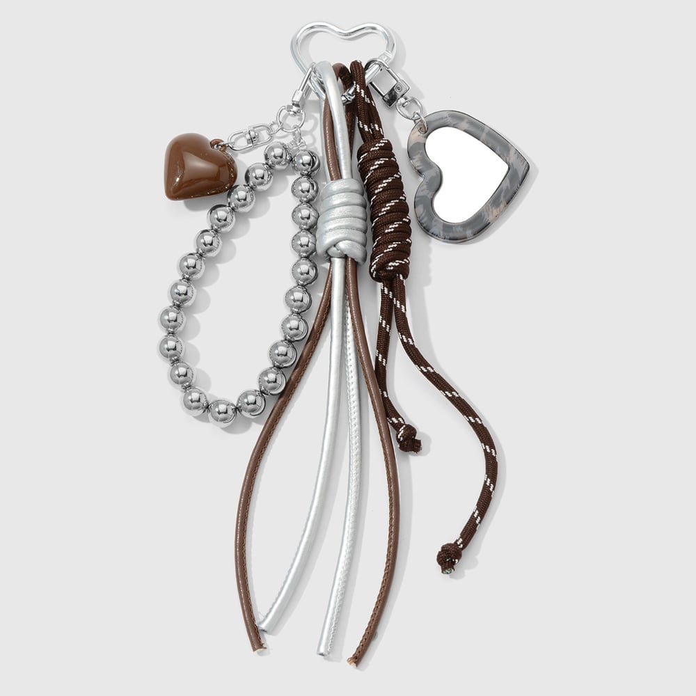 1 Piece Heart Mirror Acrylic Beads Bag Charm 