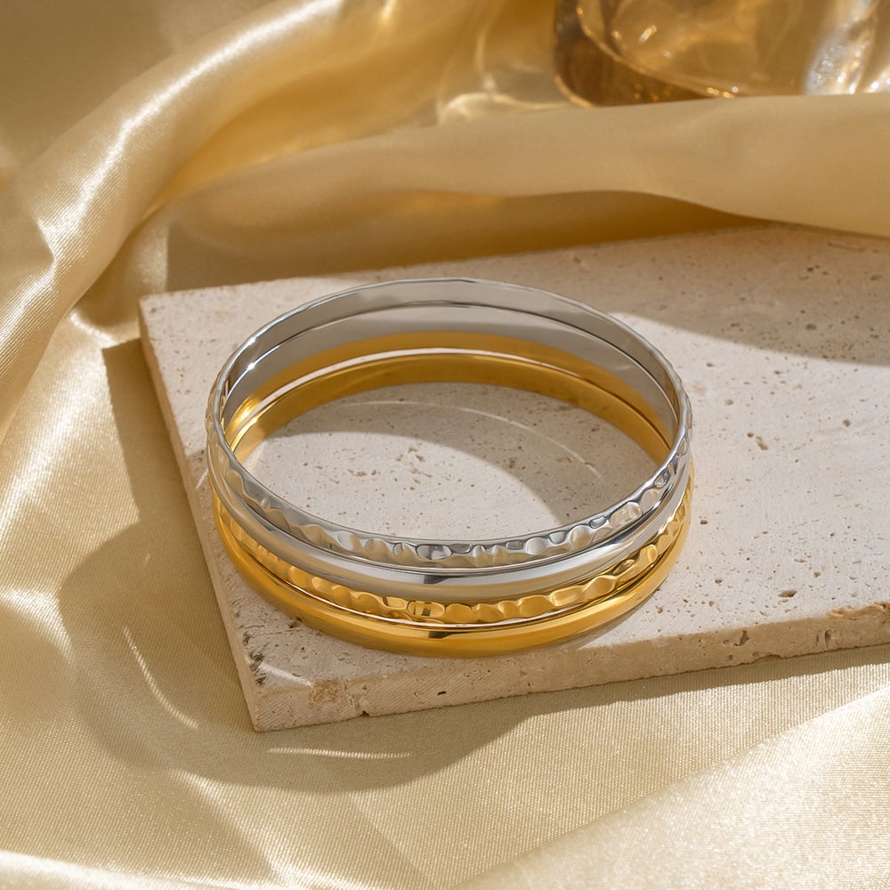 Bracelet jonc en acier inoxydable de couleur unie, 1 pièce Image3