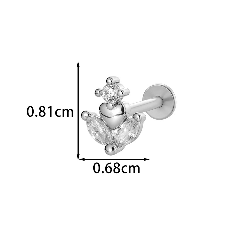 1 Stück luxuriöse rechteckige Kupfer-Gold-Farbe Zirkon Damen Piercing Ohrringe Bild2