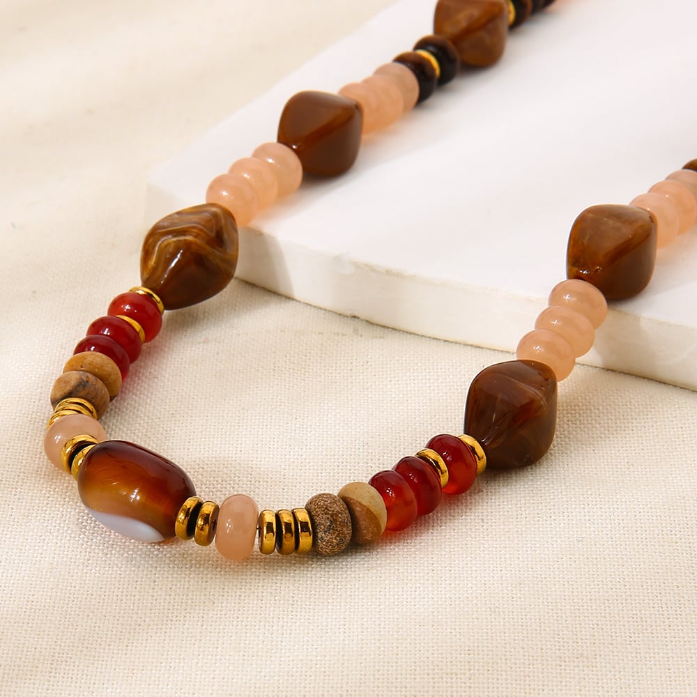 1 Piece Daily Beads Acrylic Gold Color Women's Beaded Necklaces h5Picture6