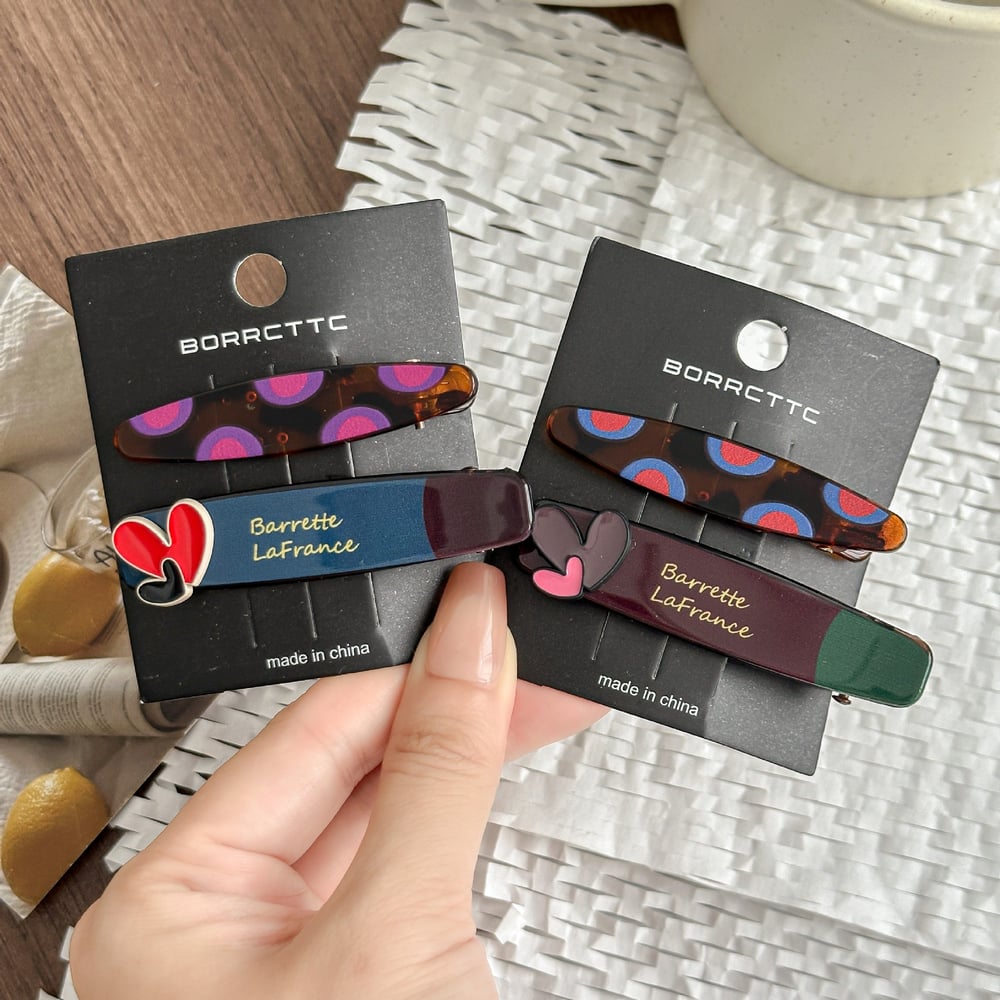 1 Çift Romantik Seri Sevimli Kalp Plastik Kadın Saç Tokası h5Resim3