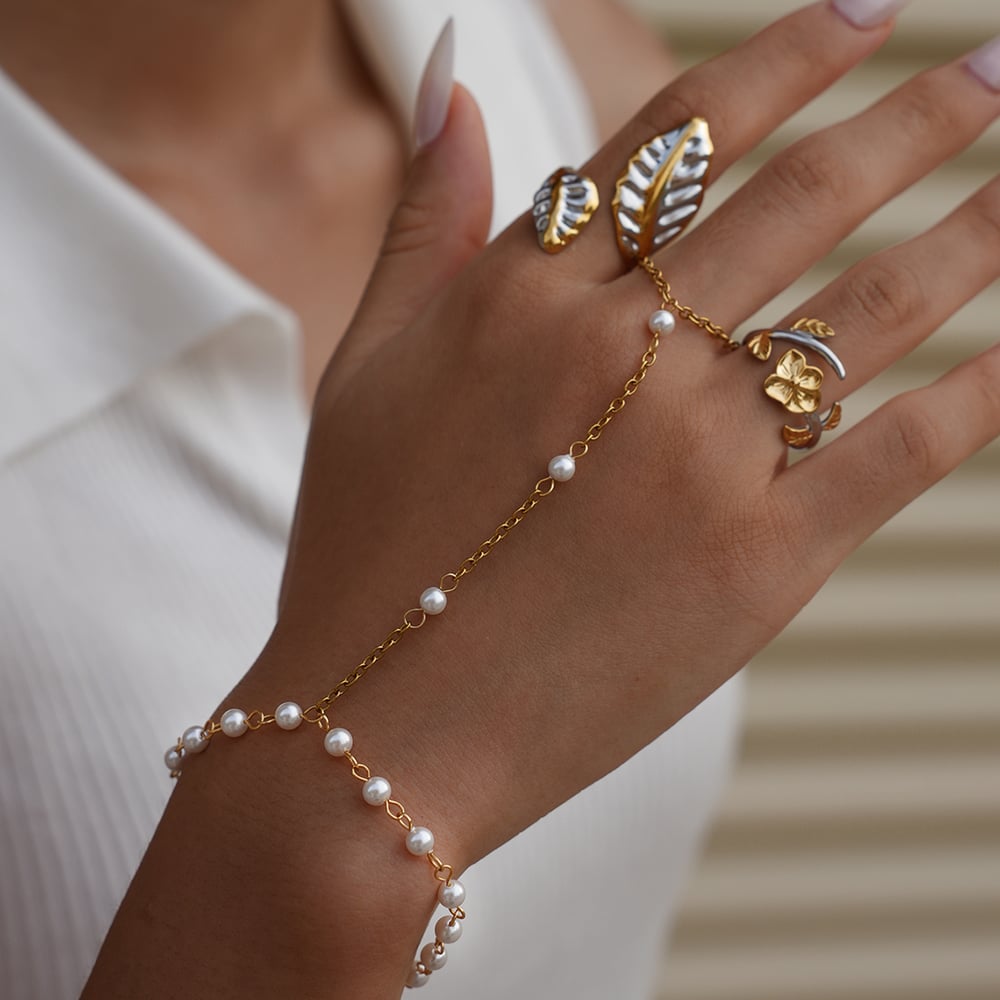 1Piece Simple  Retro Flower Leaf Plant Stainless Steel   Women's Jewelry Sets h5Picture6