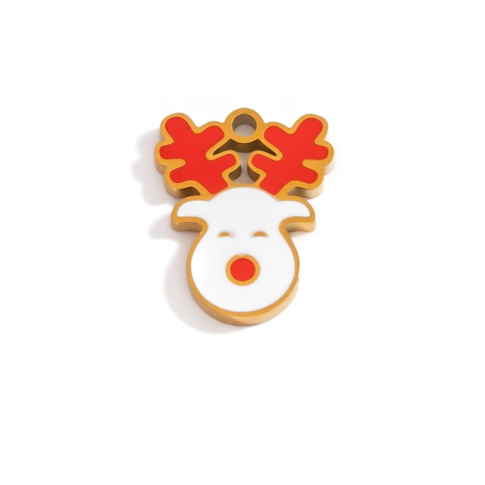 1 pendentif de Noël mignon en acier inoxydable couleur or