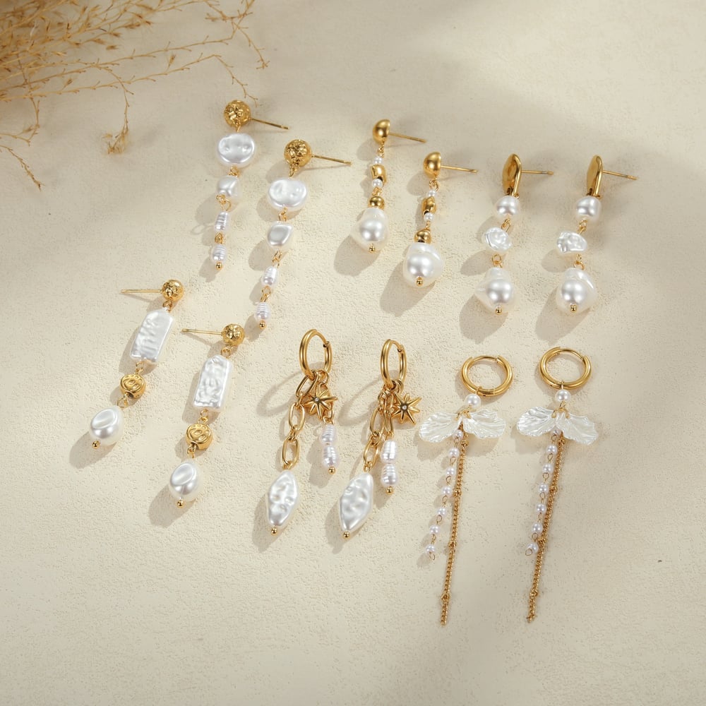 1 Pair Luxurious Elegant Irregular Shape Stainless Steel Women's Dangle Earrings h5Picture3