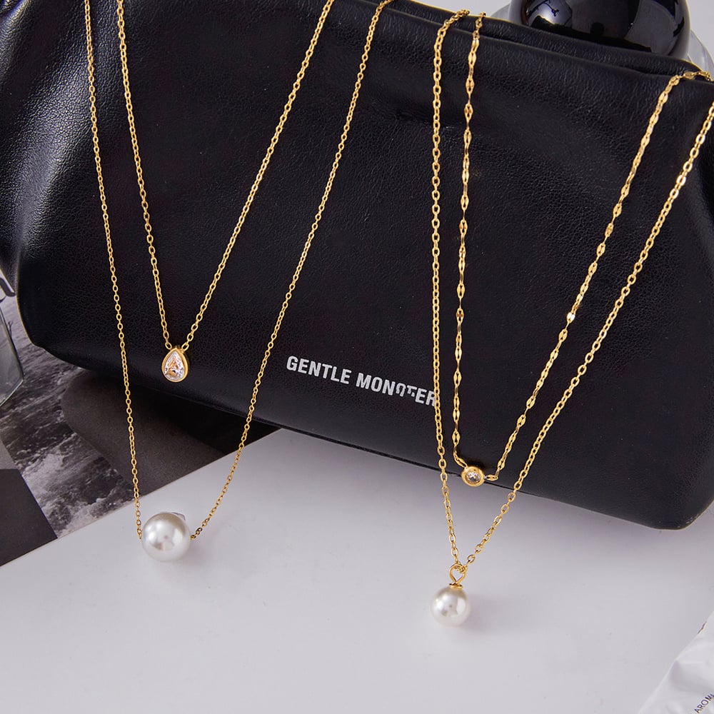 1 Piece Elegant Bead Stainless Steel Gold Color Women's Pendant Necklaces h5Picture4