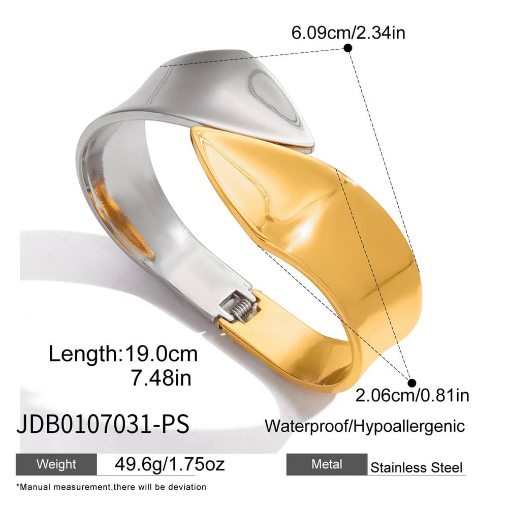 1 Piece Mixed Gold&Silver Colors Stainless Steel Women's Bangles h5Picture2