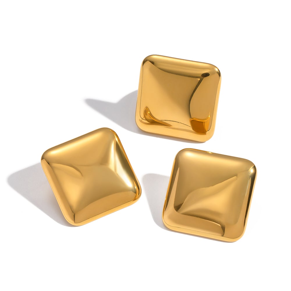 Solid Color Stainless Steel  Gold Color Earrings Set Picture6